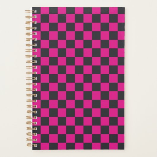 Magenta en rook schaakbordpatroon planner (Voorkant)