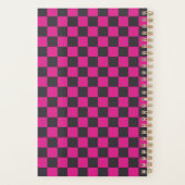 Magenta en rook schaakbordpatroon planner (Achterkant)