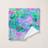 magenta en Royal Blue Garden Flowers Bad Handdoek (Wasdoekje)