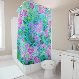 magenta en Royal Blue Garden Flowers Douchegordijn