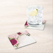 magenta en roze bloemen groen bruiloft kartonnen onderzetters (Insitu)