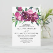 Magenta en roze bruiloft kaart (Staand voorkant)