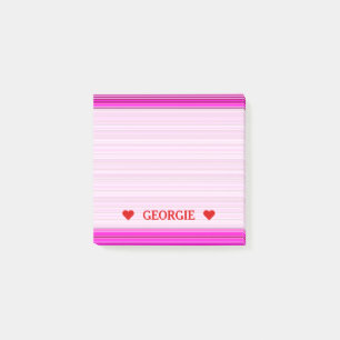 Magenta en roze stripes/linnen Patroon & Naam Opme Post-it® Notes