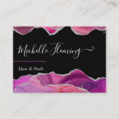 Magenta en Silver Agate Square Visitekaartje (Voorkant)