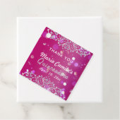 Magenta en Silver Elegant Shimmery Quinceañera Bedankjes Labels (In situ)