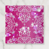 Magenta en Silver Elegant Shimmery Quinceañera Bedankjes Labels (Achterkant)