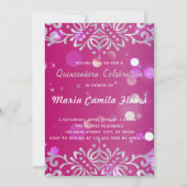 Magenta en Silver Elegant Shimmery Quinceañera Kaart (Voorkant)