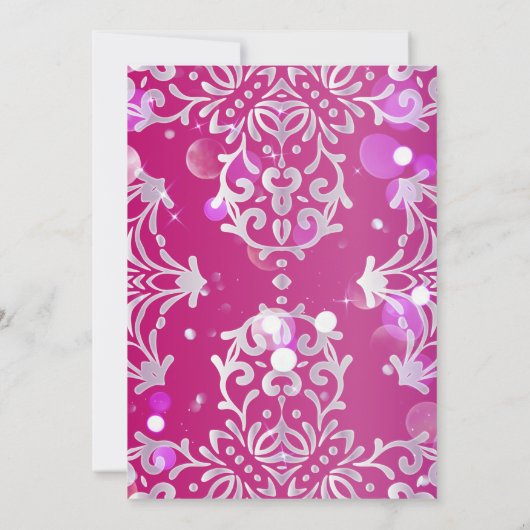 Magenta en Silver Elegant Shimmery Quinceañera Kaart (Achterkant)