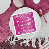 Magenta en Silver Elegant Shimmery Quinceañera Servet