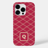 Magenta en Tan Monogrammed Art Deco Diamonds Case-Mate iPhone Case (Achterkant)