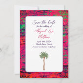 Magenta en Tropische palmboom India Weddenschap Save The Date (Voorkant)