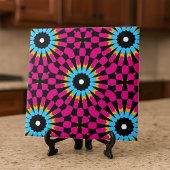 Magenta en Turquoise Chic Geometric Pattern Tegeltje