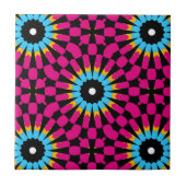 Magenta en Turquoise Chic Geometric Pattern Tegeltje (Voorkant)
