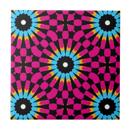 Magenta en Turquoise Chic Geometric Pattern Tegeltje (Voorkant)