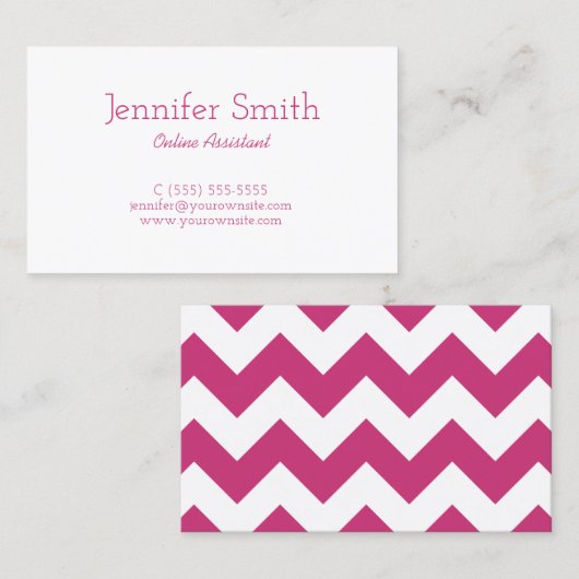 Magenta en White Chevron Pattern Visitekaartje (Voorkant / Achterkant)
