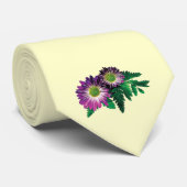 Magenta en White Daisies en Ferns Stropdas (Opgerold)