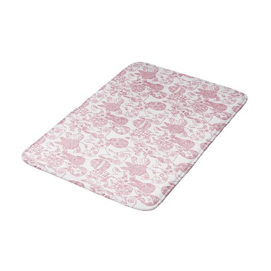 Magenta en White Easter Bunnies and Eggs Bath Mat (Gekanteld)
