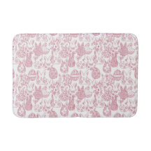 Magenta en White Easter Bunnies and Eggs Bath Mat