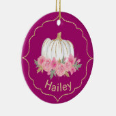 Magenta en White Fairytale Princess Pumpkin Keramisch Ornament (Rechts)