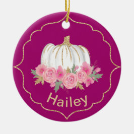 Magenta en White Fairytale Princess Pumpkin Keramisch Ornament