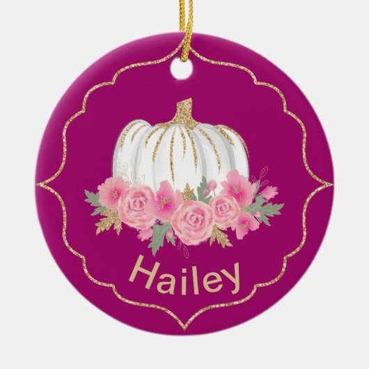Magenta en White Fairytale Princess Pumpkin Keramisch Ornament (Voorkant)
