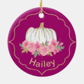 Magenta en White Fairytale Princess Pumpkin Keramisch Ornament (Achterkant)