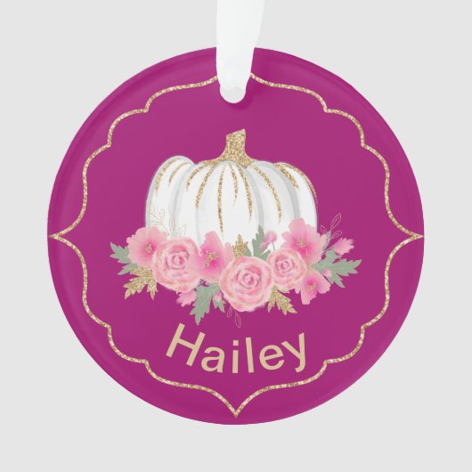 Magenta en White Fairytale Princess Pumpkin Ornament (voorkant)