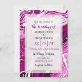 Magenta en White Fluid Art Wedding Kaart (Voorkant)