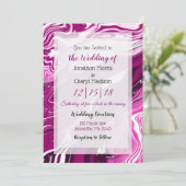 Magenta en White Fluid Art Wedding Kaart (Staand voorkant)
