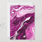 Magenta en White Fluid Art Wedding Kaart (Achterkant)