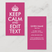 Magenta en Wit houden Calm en geven Tekst uit Visitekaartje (Voorkant / Achterkant)