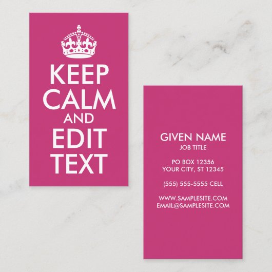 Magenta en Wit houden Calm en geven Tekst uit Visitekaartje (Voorkant / Achterkant)