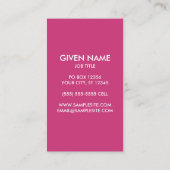 Magenta en Wit houden Calm en geven Tekst uit Visitekaartje (Achterkant)