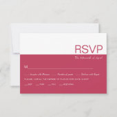 Magenta en wit kleurenblok grillige bruiloft RSVP kaartje (Voorkant)