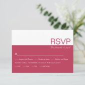 Magenta en wit kleurenblok grillige bruiloft RSVP kaartje (Staand voorkant)