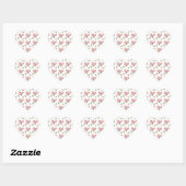  magenta en witte bloemen hart sticker (Vel)