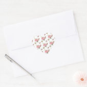  magenta en witte bloemen hart sticker (Envelop)