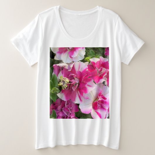 magenta en witte garnalen grote maat t-shirt (Design voorkant)
