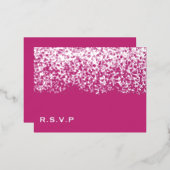 Magenta en Zilverfolie Bruiloft RSVP Kaart (Voorkant / Achterkant)