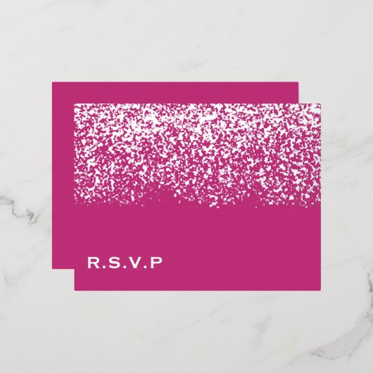 Magenta en Zilverfolie Bruiloft RSVP Kaart (Voorkant / Achterkant)