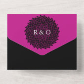 Magenta en Zwart All In One Uitnodiging (Achterkant)