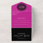 Magenta en zwart allen in één Uitnodiging (Buitenkant)