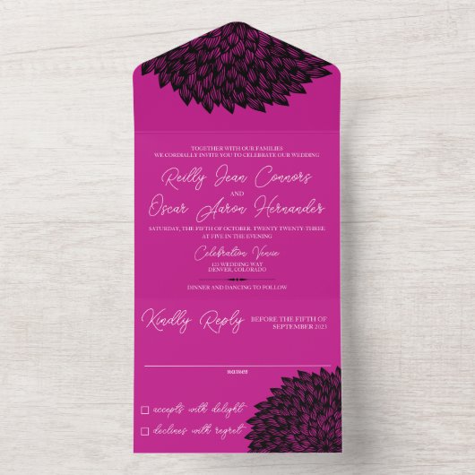 Magenta en zwart allen in één Uitnodiging (Binnen)