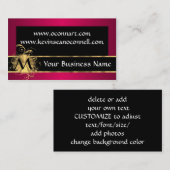 Magenta en zwart met monogram visitekaartje (Voorkant / Achterkant)