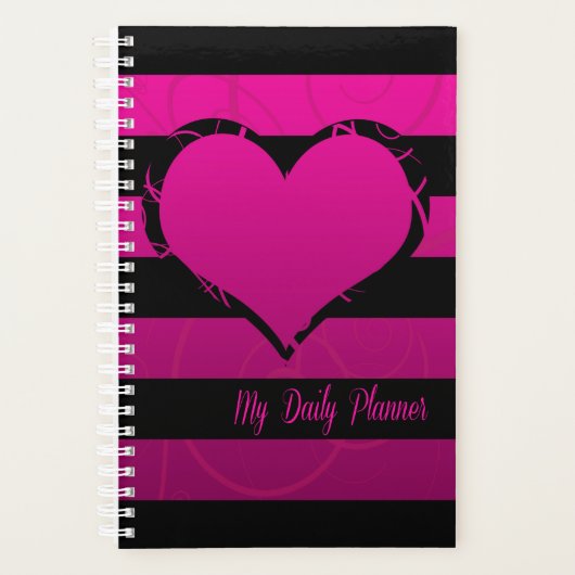 Magenta en Zwarte Hart Planner (Voorkant)