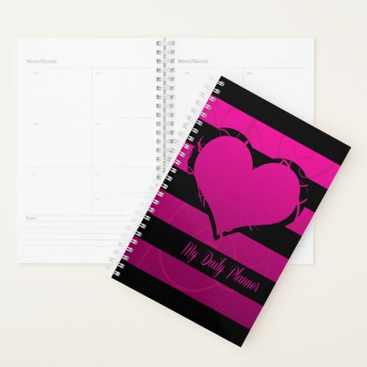 Magenta en Zwarte Hart Planner (Display)