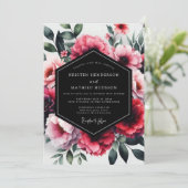 Magenta Enchanting Floral Wedding Kaart (Staand voorkant)