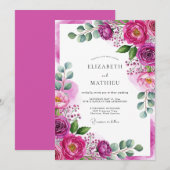 Magenta Ethereal Bloom Wedding Kaart (Voorkant / Achterkant)