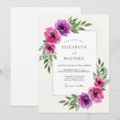 Magenta Ethische Bloeiende Bruiloft Kaart (Voorkant / Achterkant)