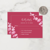 Magenta eucalyptus bruiloft RSVP Notitiekaartje (Voorkant / Achterkant in situ)